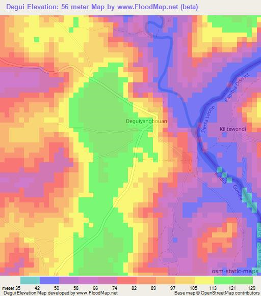 Degui,Guinea Elevation Map