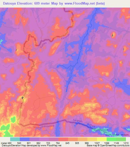 Datouya,Guinea Elevation Map