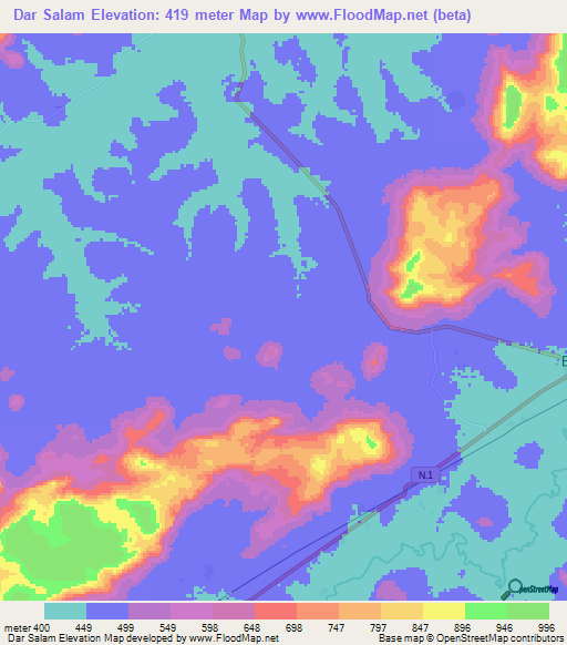 Dar Salam,Guinea Elevation Map