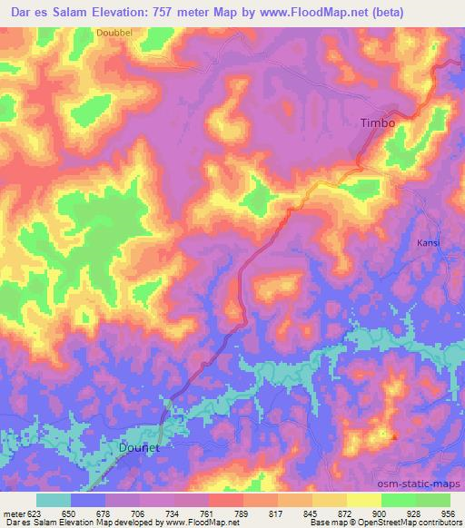 Dar es Salam,Guinea Elevation Map