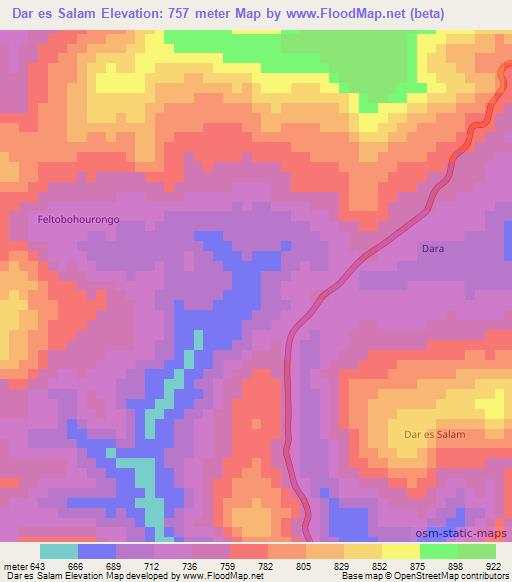 Dar es Salam,Guinea Elevation Map