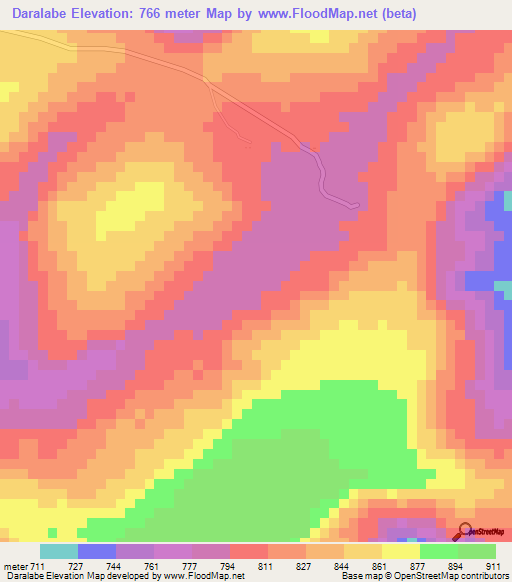 Daralabe,Guinea Elevation Map