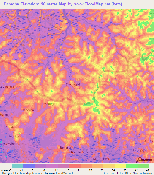 Daragbe,Guinea Elevation Map