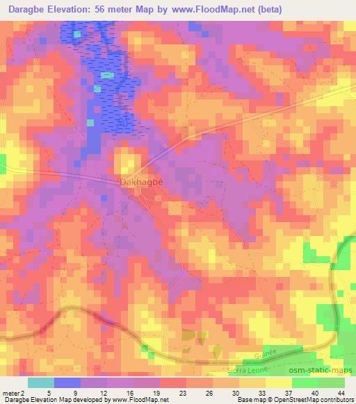 Daragbe,Guinea Elevation Map