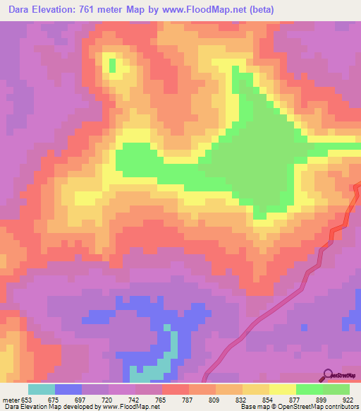 Dara,Guinea Elevation Map