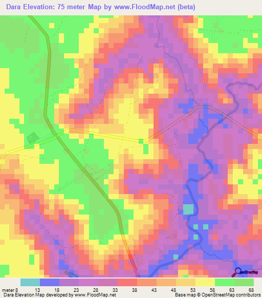 Dara,Guinea Elevation Map