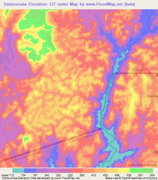 Dantoumaia,Guinea Elevation Map