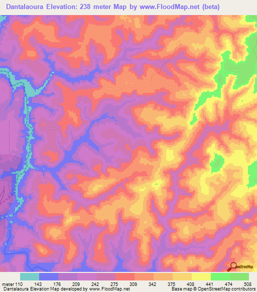 Dantalaoura,Guinea Elevation Map