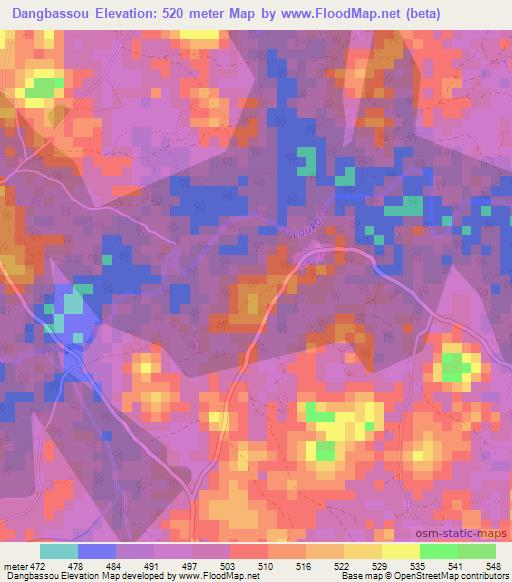 Dangbassou,Guinea Elevation Map