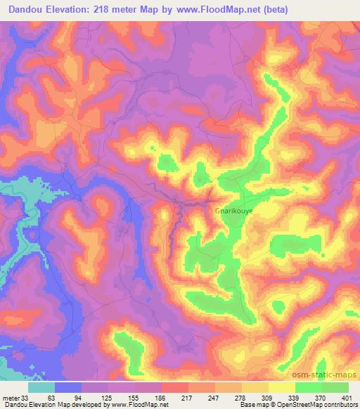 Dandou,Guinea Elevation Map