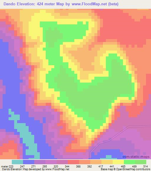 Dando,Guinea Elevation Map