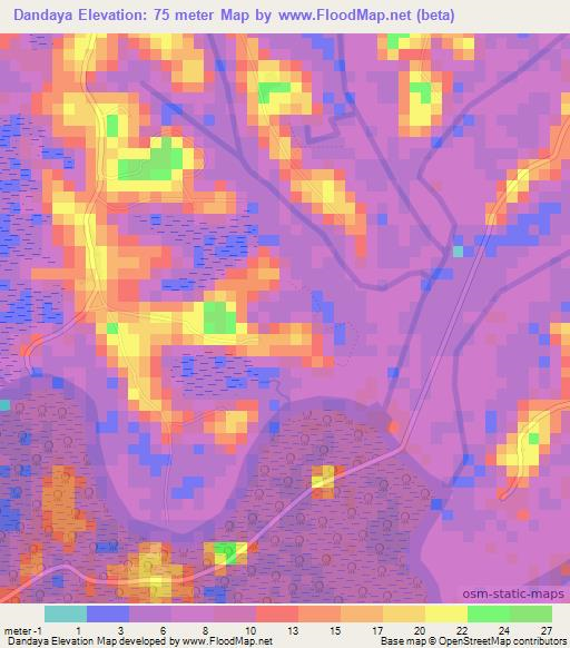 Dandaya,Guinea Elevation Map