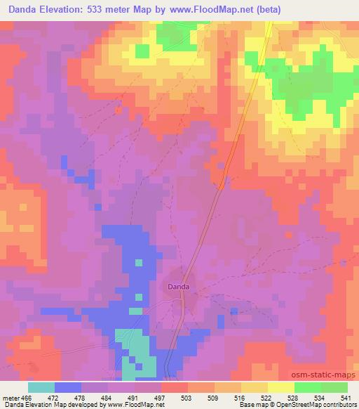 Danda,Guinea Elevation Map