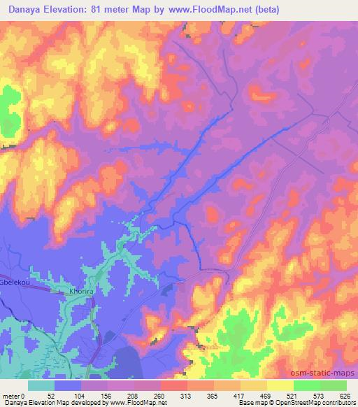 Danaya,Guinea Elevation Map