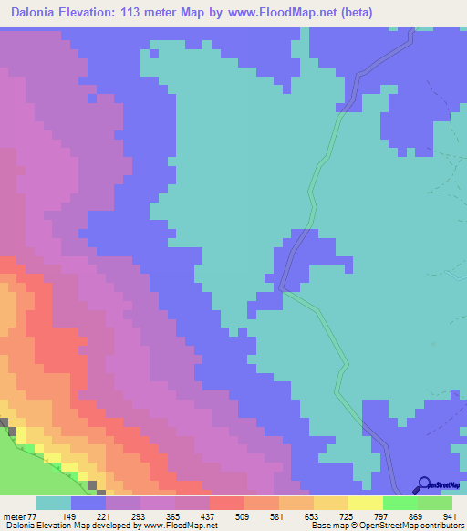 Dalonia,Guinea Elevation Map