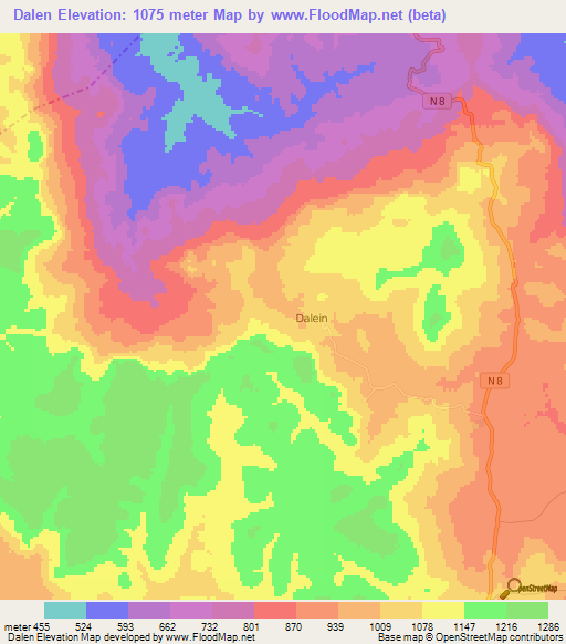 Dalen,Guinea Elevation Map