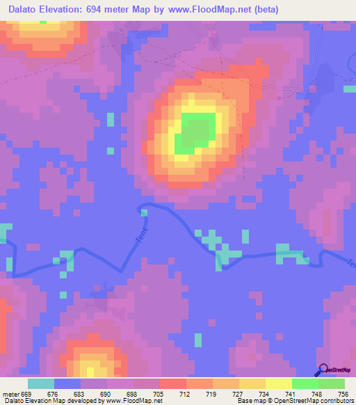 Dalato,Guinea Elevation Map