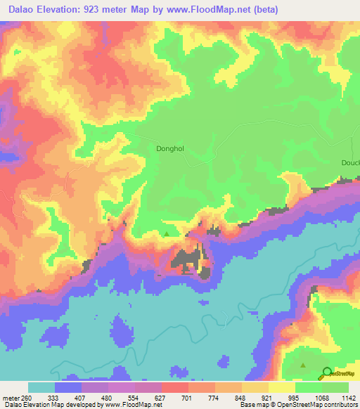 Dalao,Guinea Elevation Map