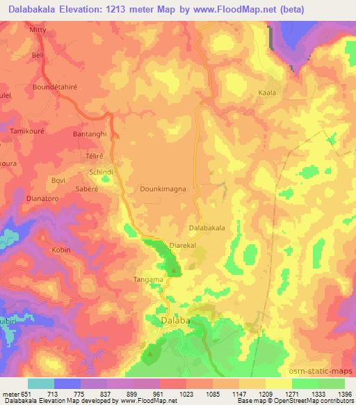 Dalabakala,Guinea Elevation Map