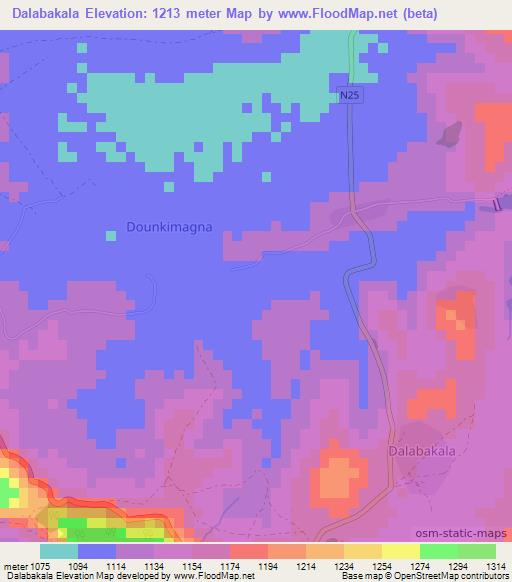 Dalabakala,Guinea Elevation Map