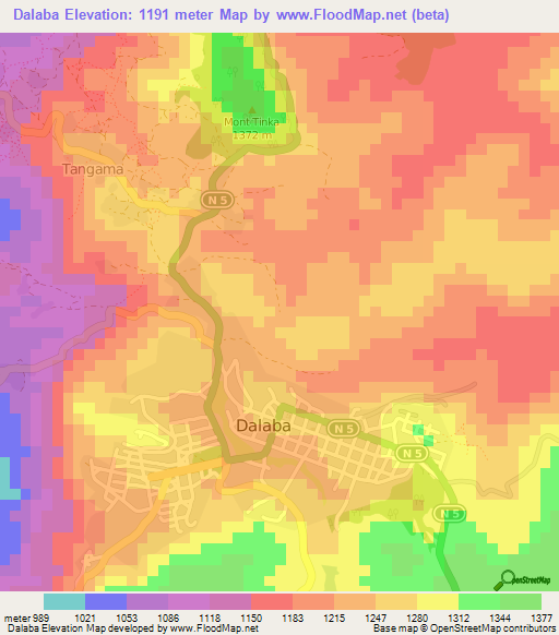 Dalaba,Guinea Elevation Map