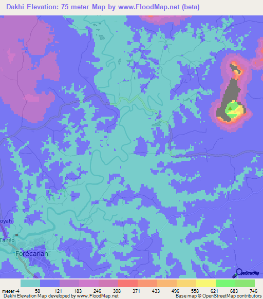 Dakhi,Guinea Elevation Map