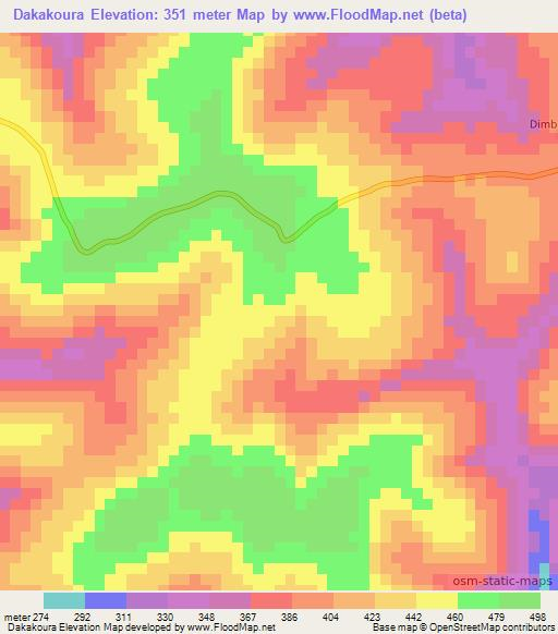 Dakakoura,Guinea Elevation Map