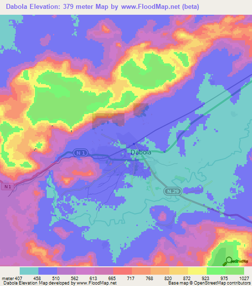 Dabola,Guinea Elevation Map