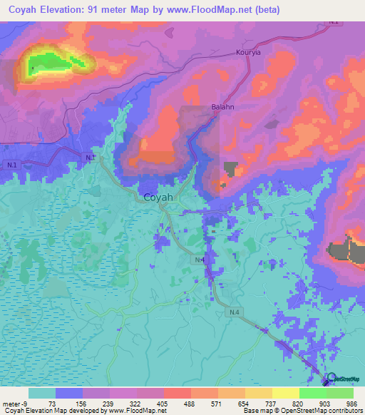 Coyah,Guinea Elevation Map