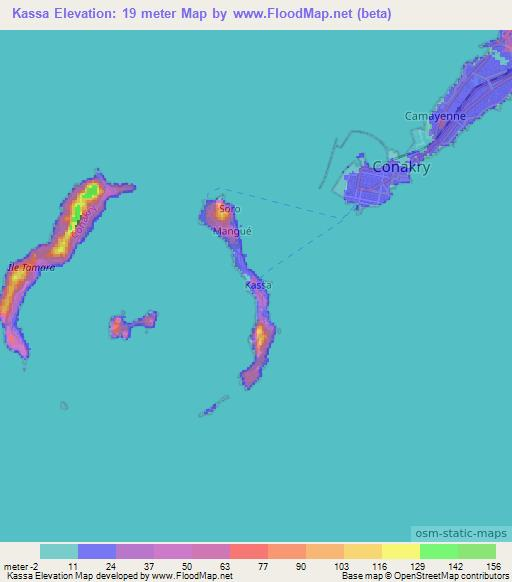 Kassa,Guinea Elevation Map