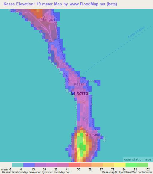 Kassa,Guinea Elevation Map