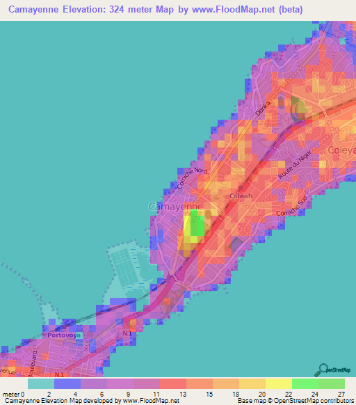 Camayenne,Guinea Elevation Map