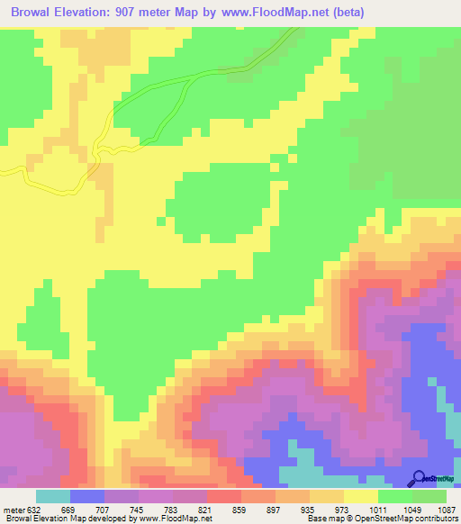 Browal,Guinea Elevation Map