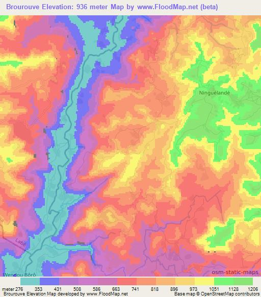 Brourouve,Guinea Elevation Map