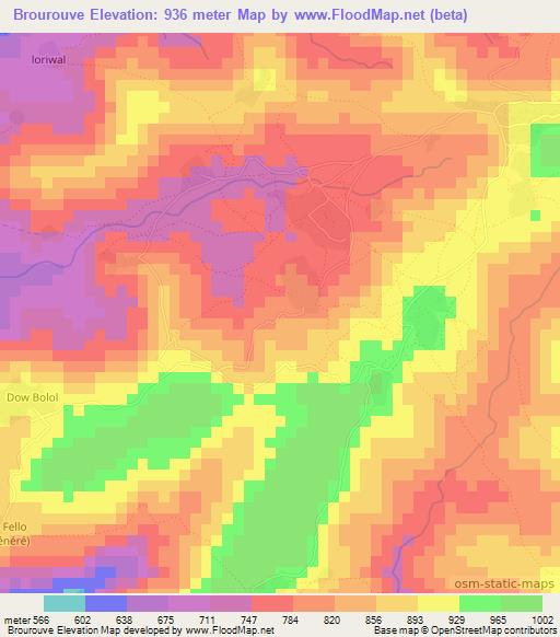 Brourouve,Guinea Elevation Map