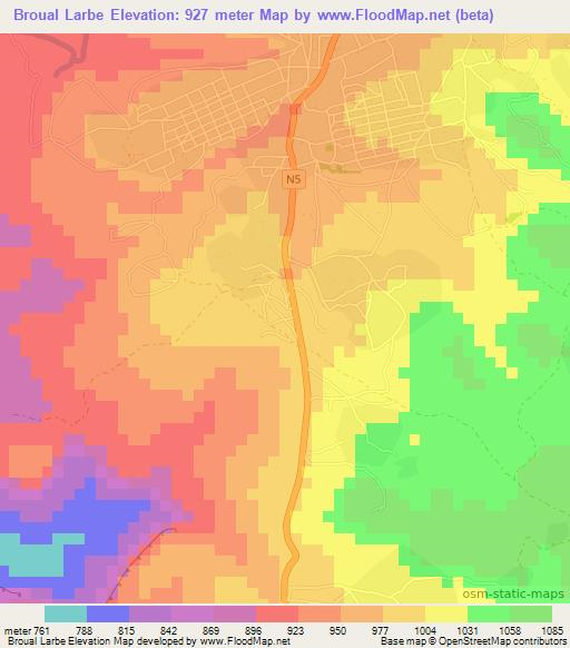 Broual Larbe,Guinea Elevation Map