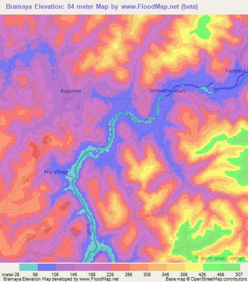 Bramaya,Guinea Elevation Map