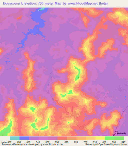 Boussoura,Guinea Elevation Map