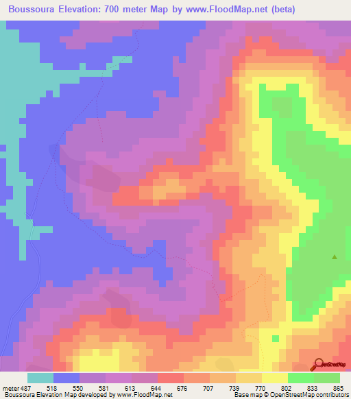 Boussoura,Guinea Elevation Map