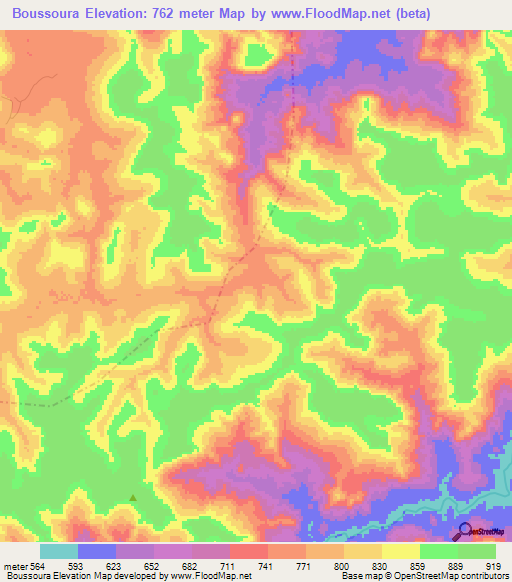 Boussoura,Guinea Elevation Map