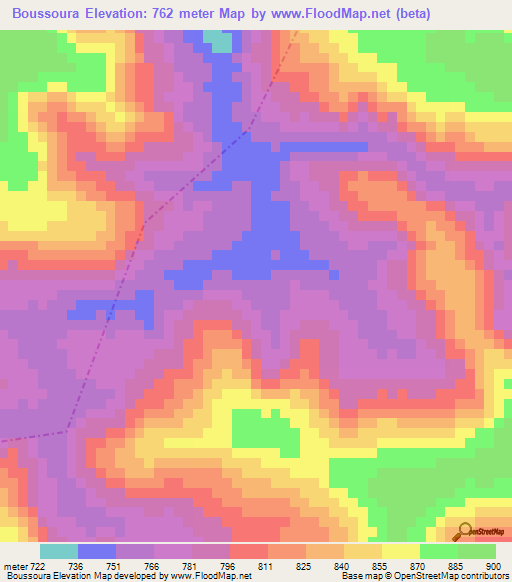 Boussoura,Guinea Elevation Map