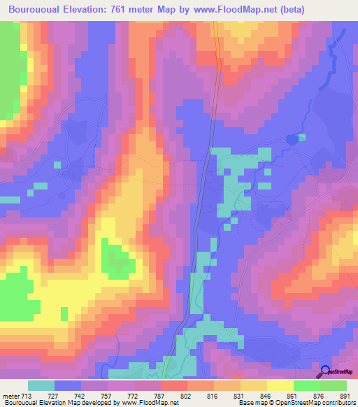 Bourououal,Guinea Elevation Map