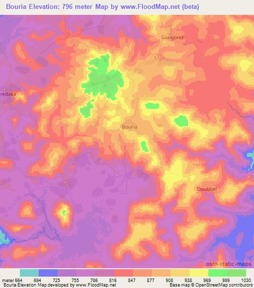 Bouria,Guinea Elevation Map