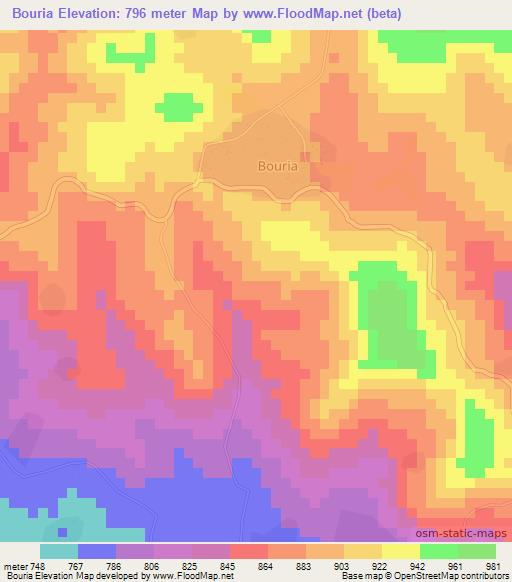 Bouria,Guinea Elevation Map