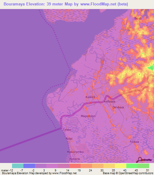 Bouramaya,Guinea Elevation Map