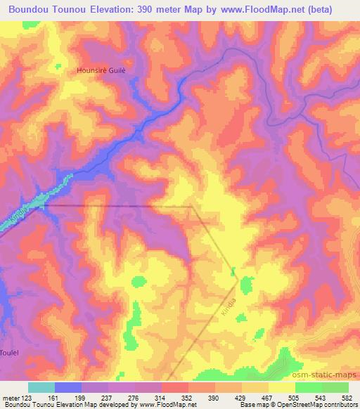 Boundou Tounou,Guinea Elevation Map