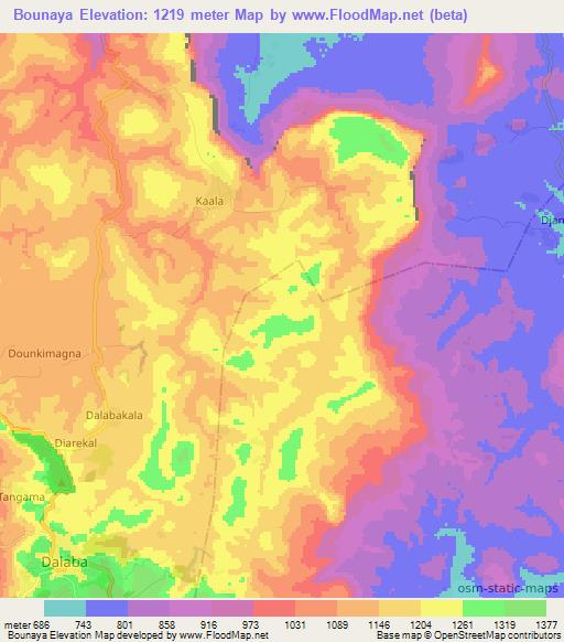 Bounaya,Guinea Elevation Map