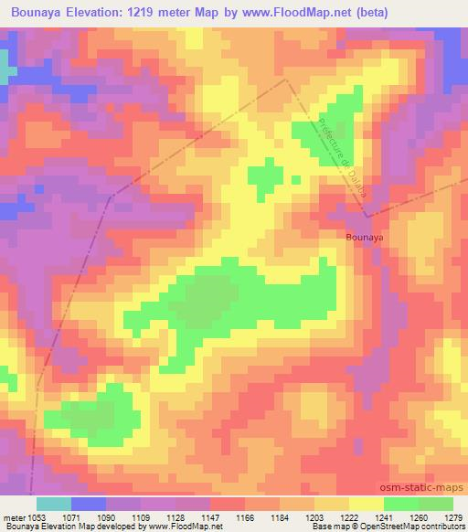 Bounaya,Guinea Elevation Map