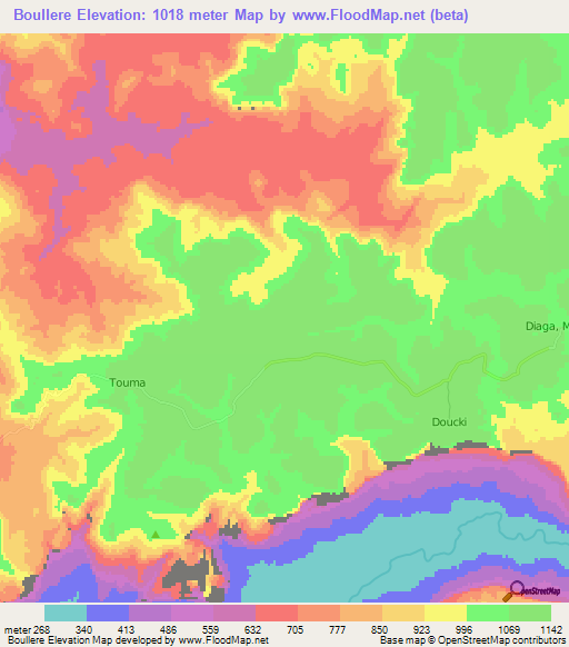 Boullere,Guinea Elevation Map