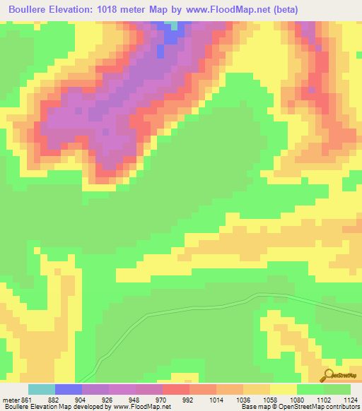 Boullere,Guinea Elevation Map